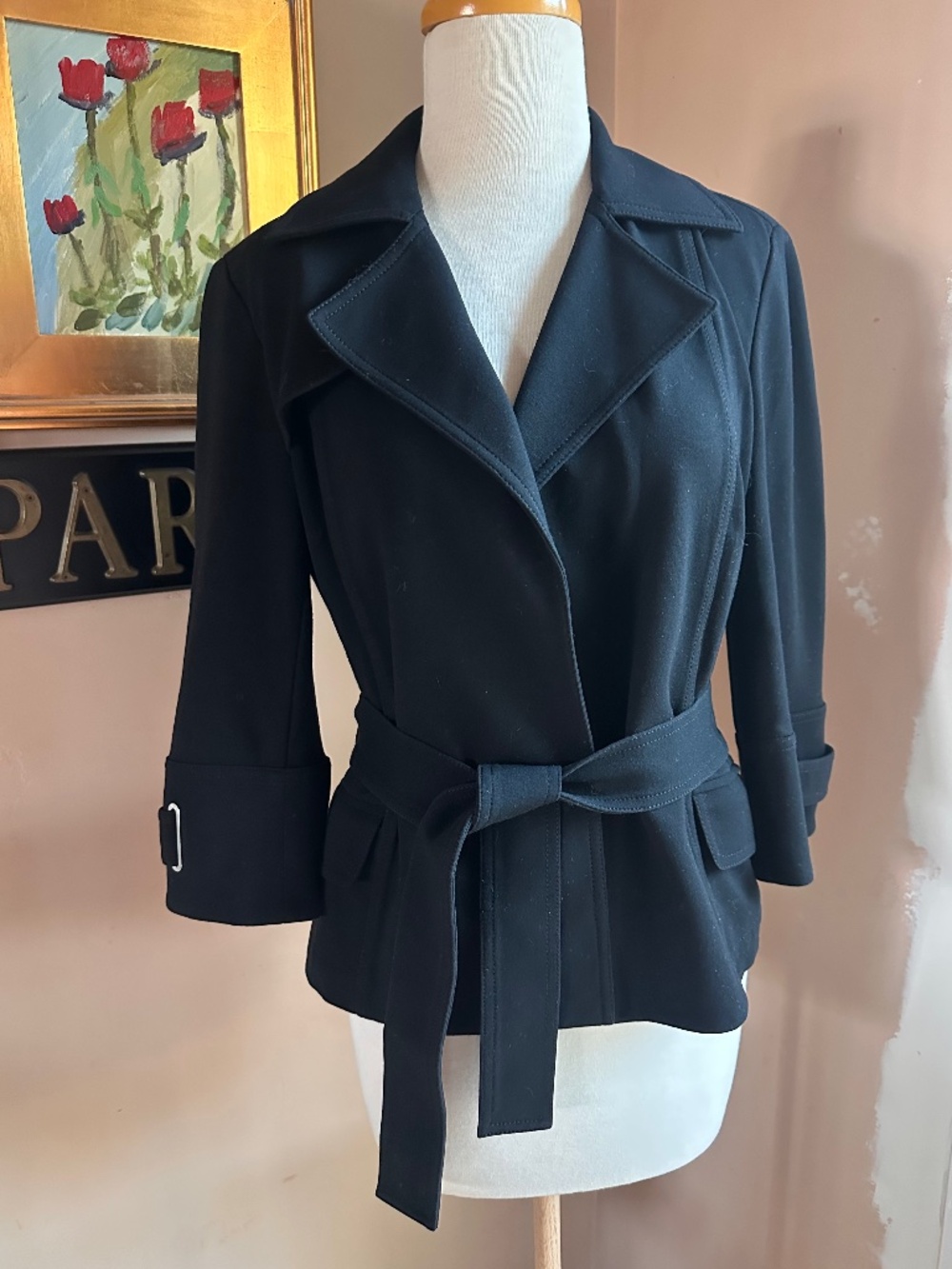 St. John SoCa Black Cropped Trench/Blazer
